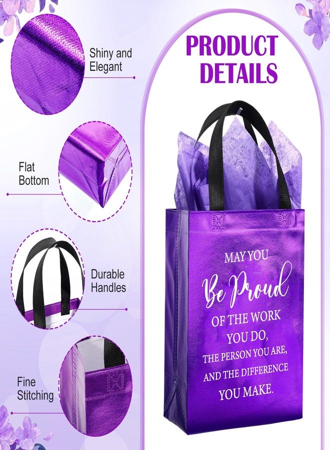 Tellingyou 24 Pieces Employee Appreciation Gift Bags Thank You Reusable Gift Bags with Tissues 8 x 4 x 10 Inch for Teacher Coworker Employee - Image 2